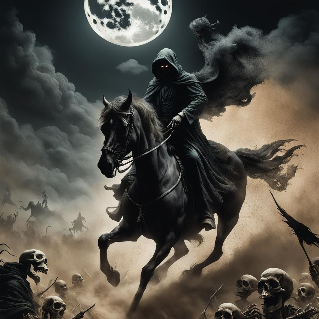 Spectre of Death: Grim Reaper on Pale Horse