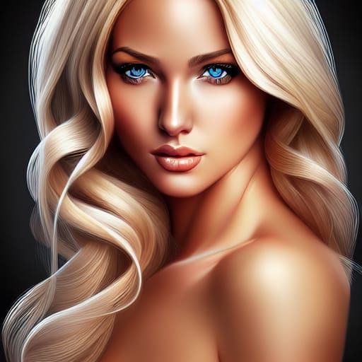 Gorgeous Blonde Woman Portrait in Digital Art Style