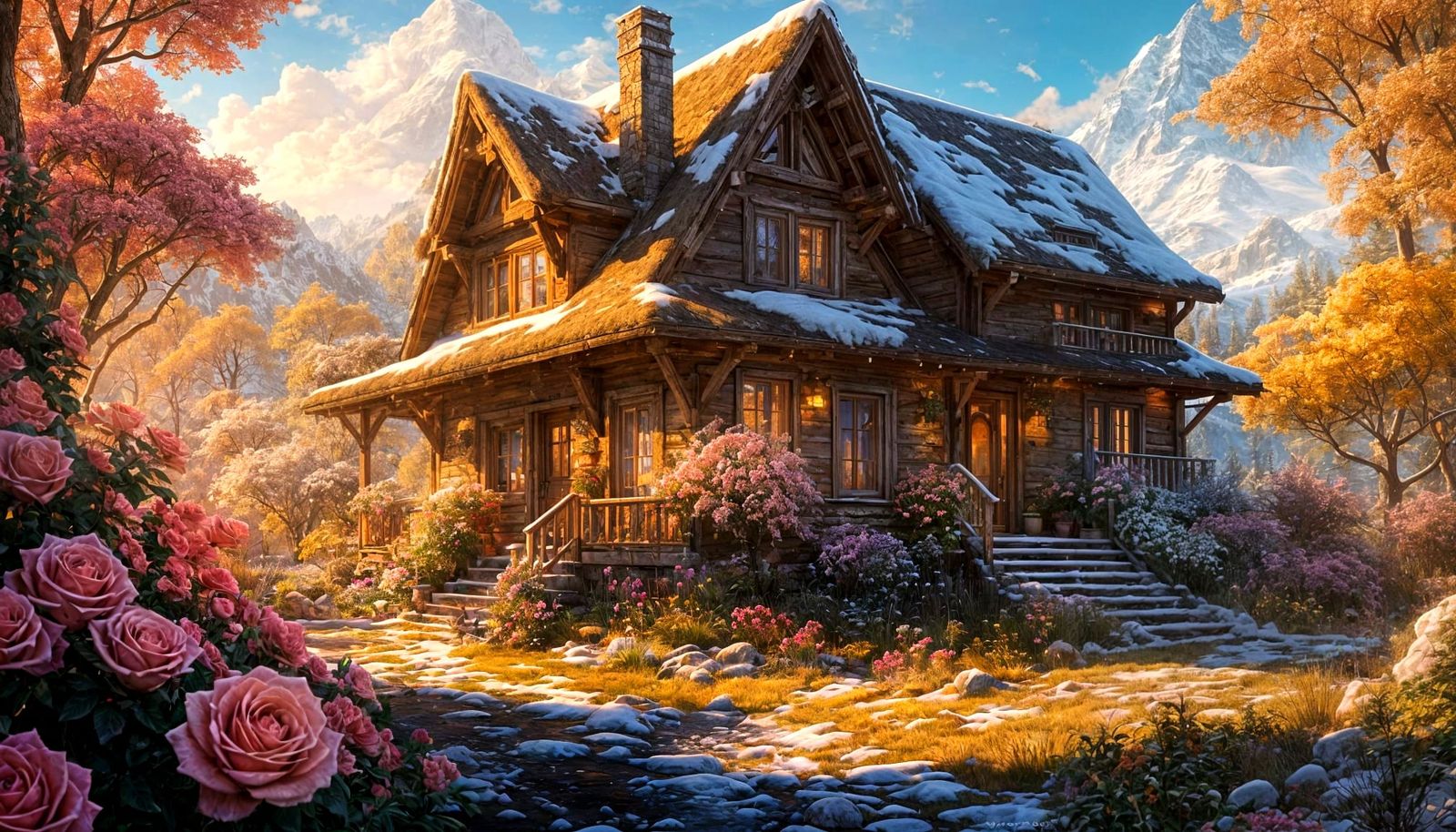 Whimsical Chalet in Rose and Snow Valley