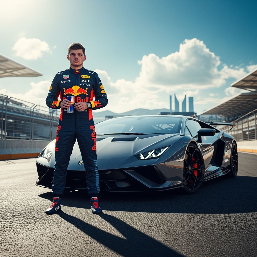 Verstappen with Red Bull and Lamborghini: Digital Art