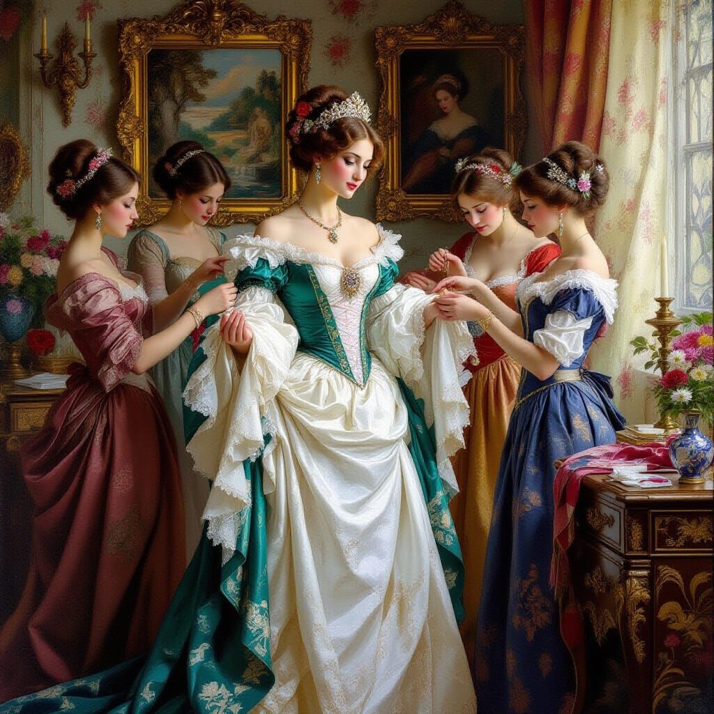 Empress in Boudoir, Fantasy Oil Painting