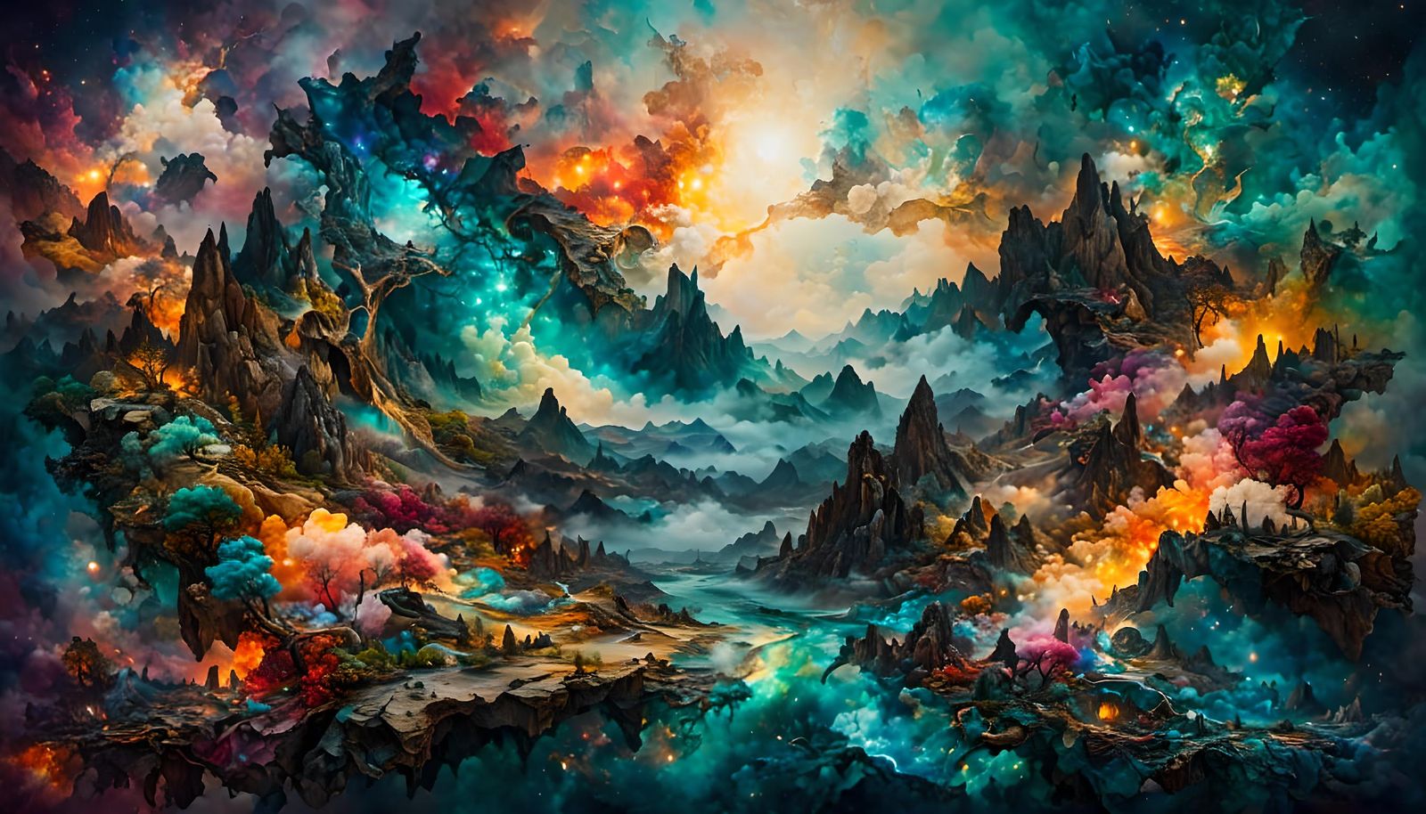 Abstract Landscape in Maximalist Style