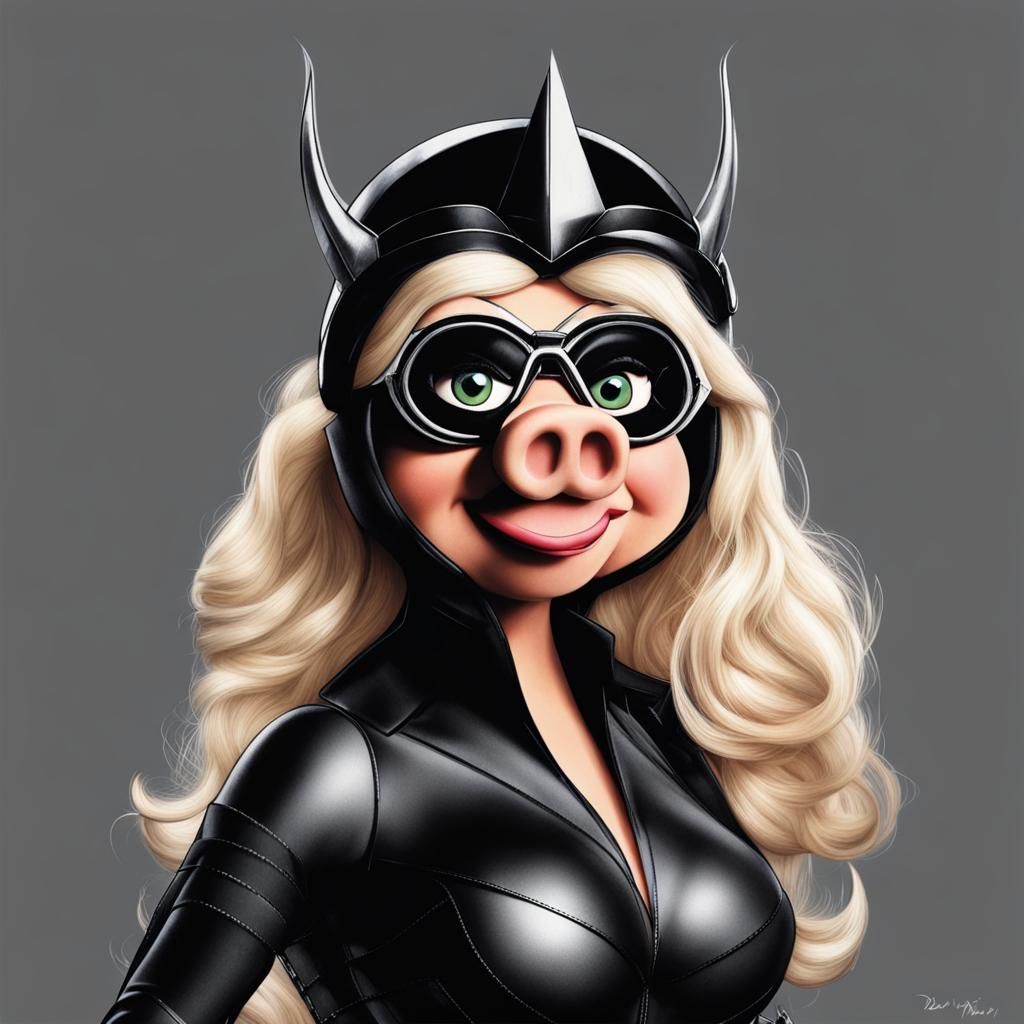 Miss Piggy as Black Widow Superhero