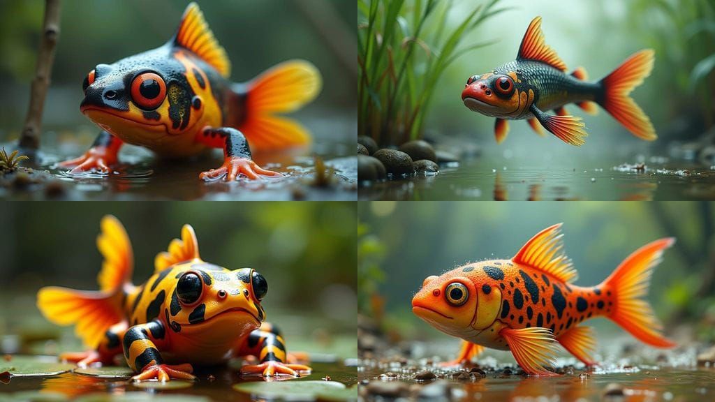 Hyperrealistic Painting of Air-Breathing Fish with Toxic War...