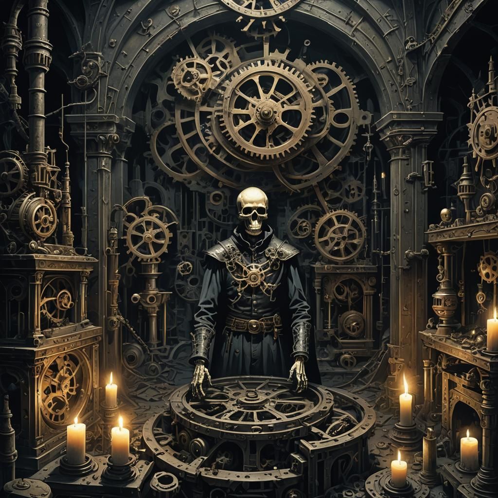 Sinister Jigsaw in Dark Fantasy Chamber Illustration