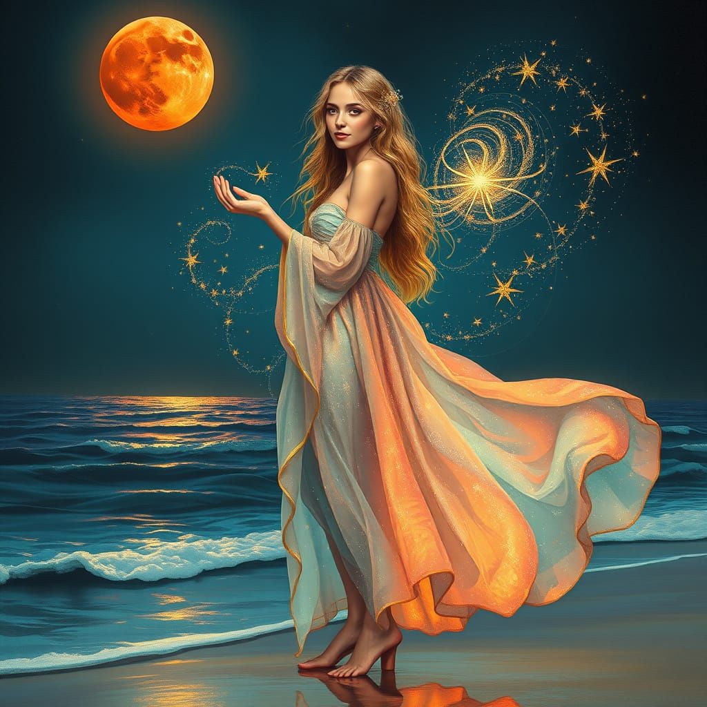 Celestial Noblewoman Shines with Stardust Gown