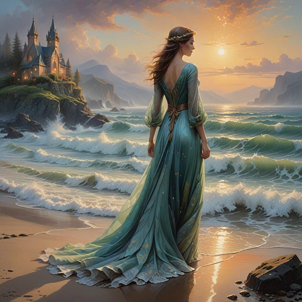 Ethereal Serenity in a Boiling Fantasy Sea Oil Painting