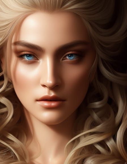 Ethereal Norse Goddess Portrait in Watercolor Style