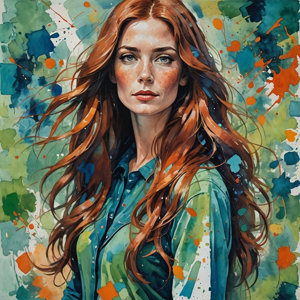 Woman Creates Abstract Painting in Gouache Style