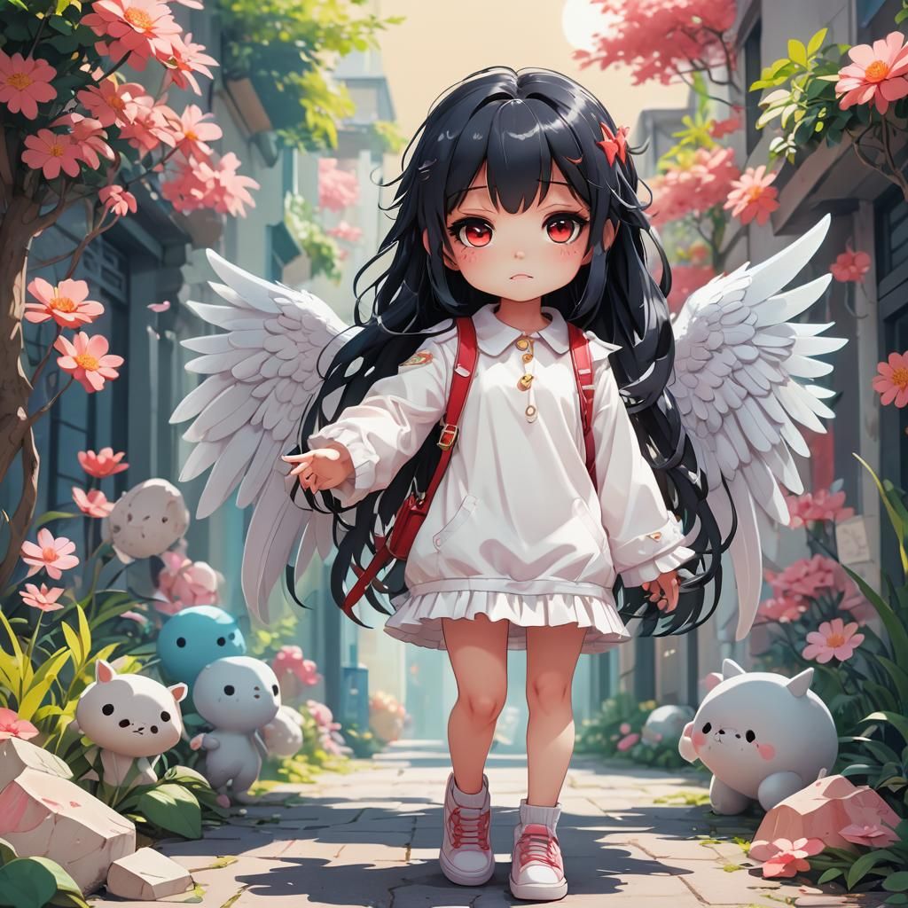 Anime Angel Girl in Pastel Colors