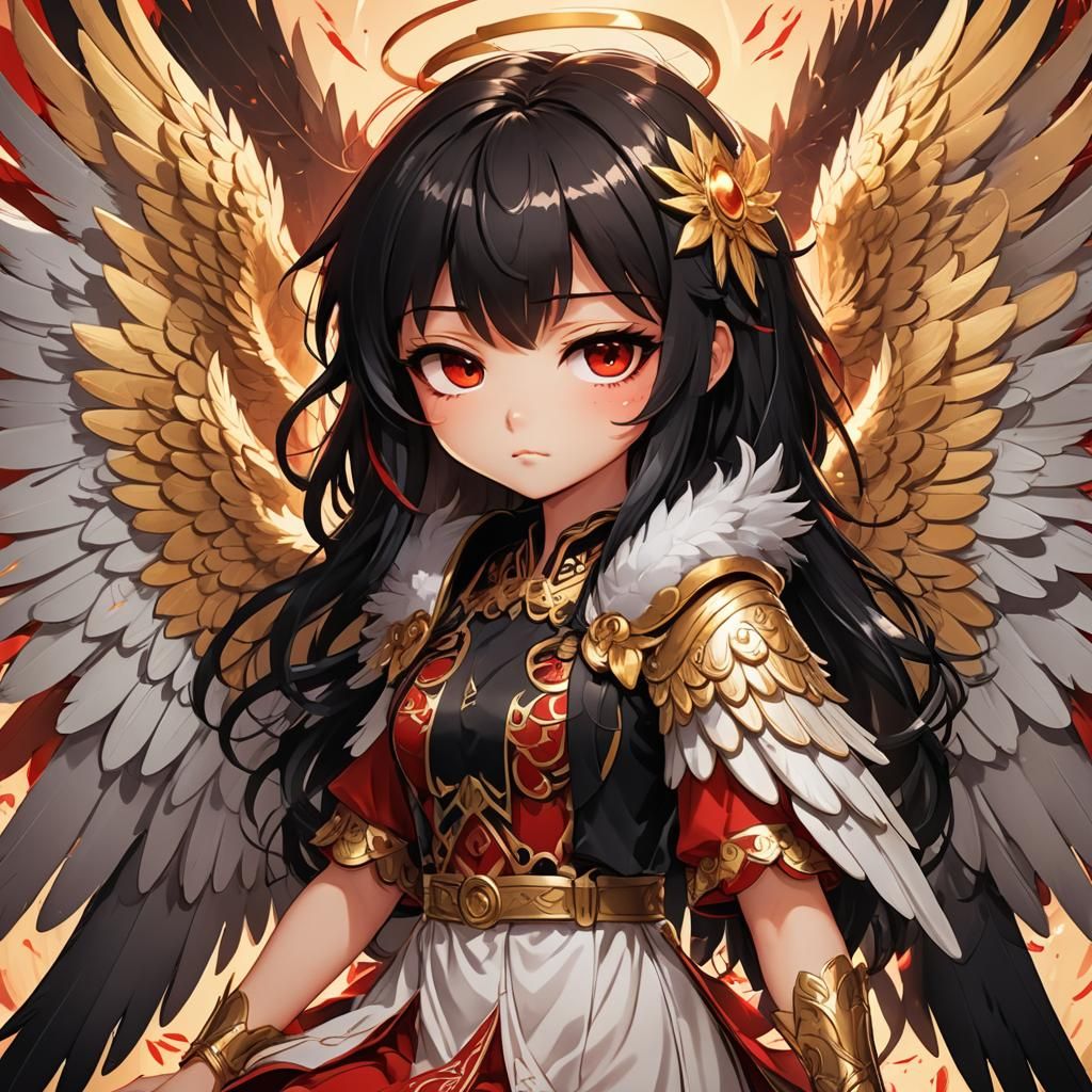 Anime Angel Girl in Chibi Style
