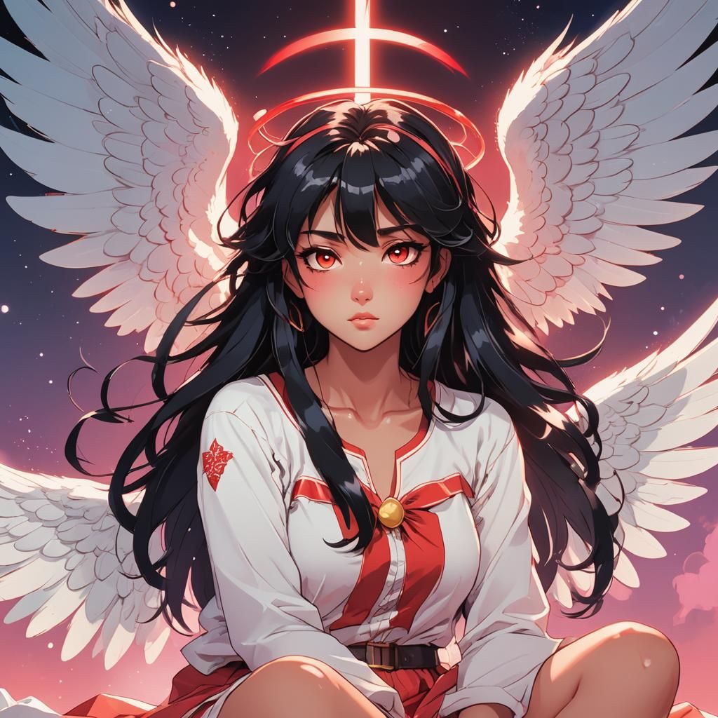 Anime Angel Girl in Manga Style with Vibrant Colors
