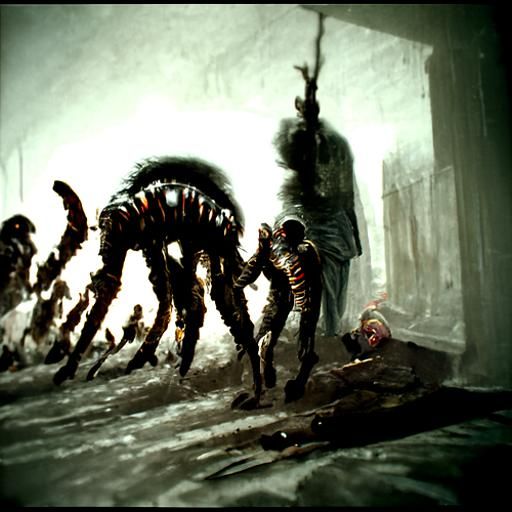 Nightmarish Centipede in Gothic Horror Style