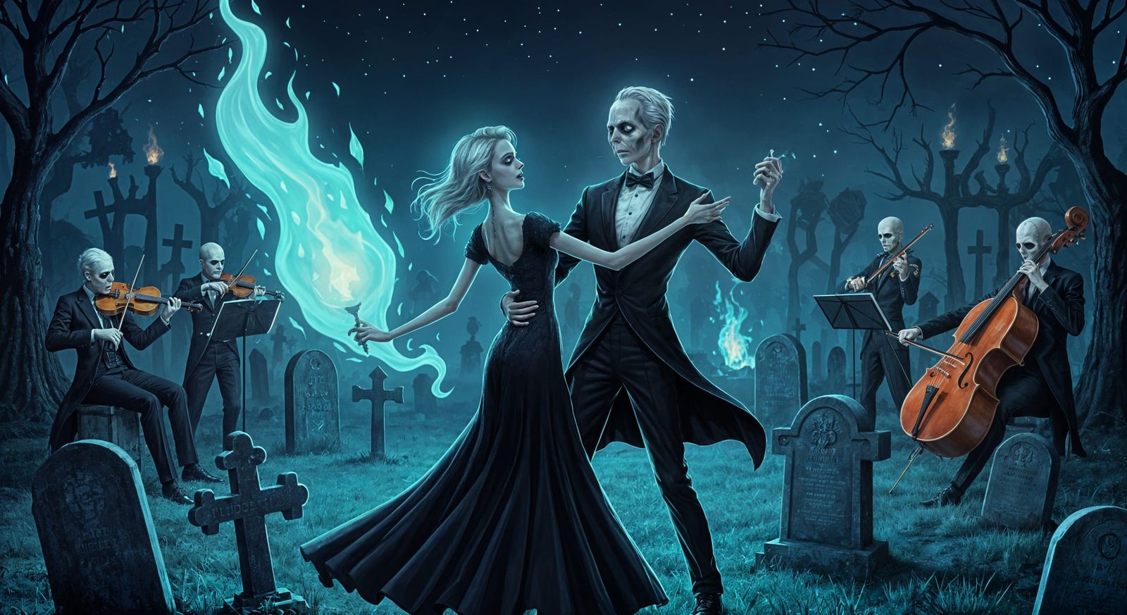 Undead Waltz at a Graveyard Prom with Ghostly Light