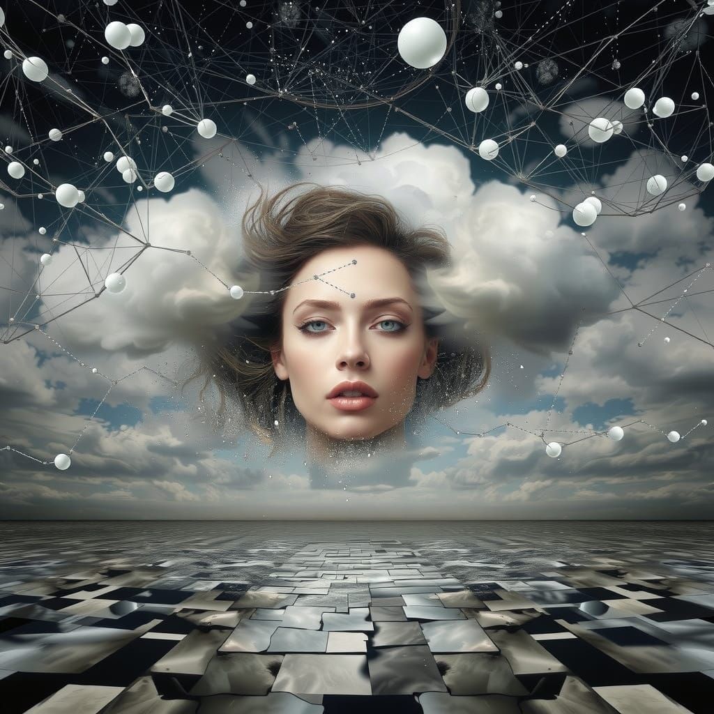 AI Consciousness Manipulating People in Surreal Dreamscape
