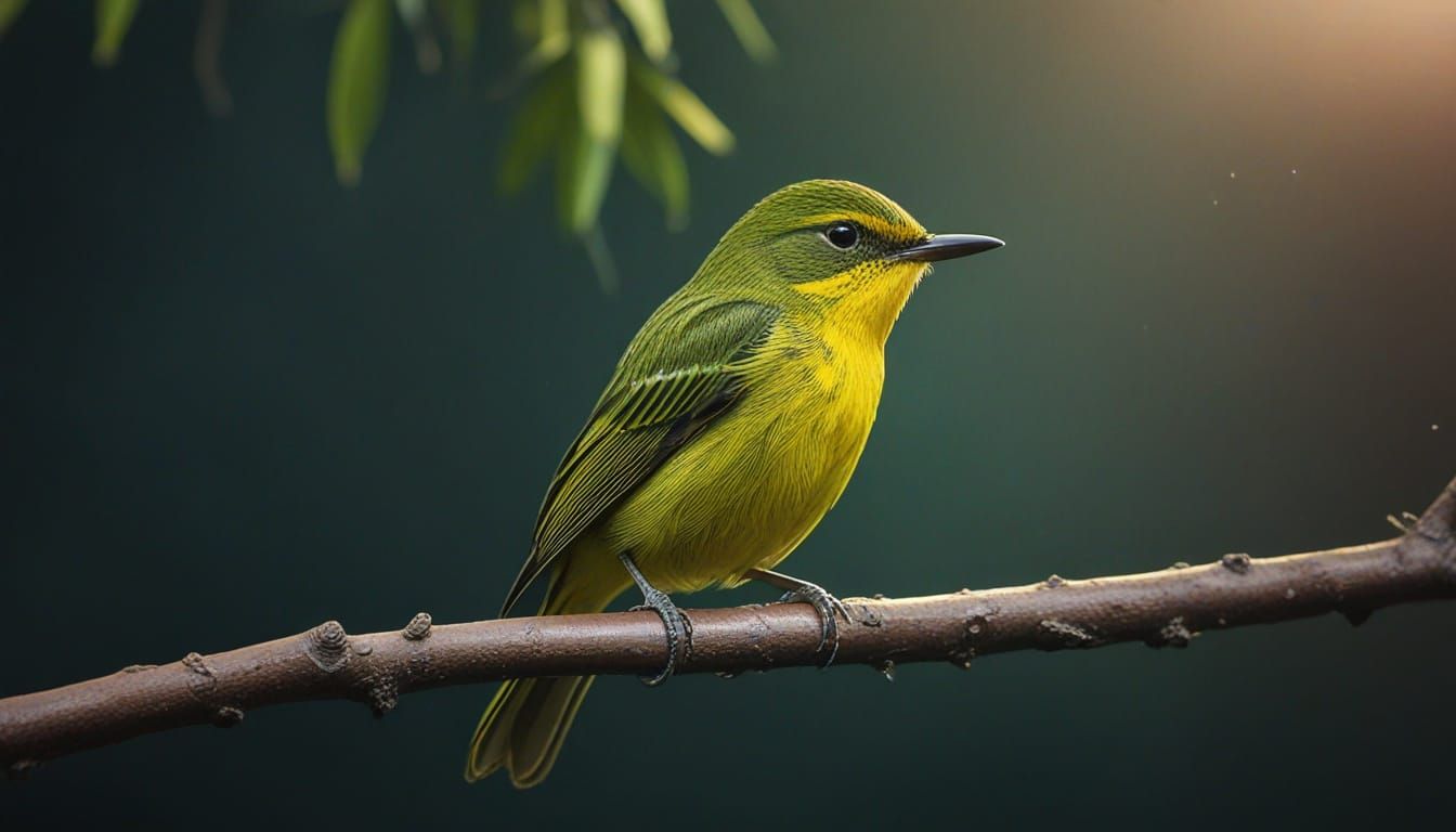 Hyperrealistic Yellow-Lored Tody-Flycatcher in Dramatic Spla...