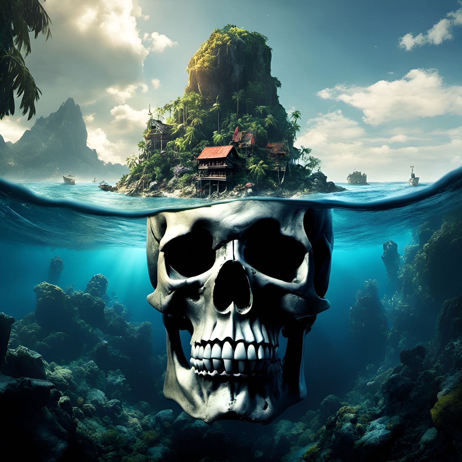 Pirate Hideout on Human Skull Island in 8K