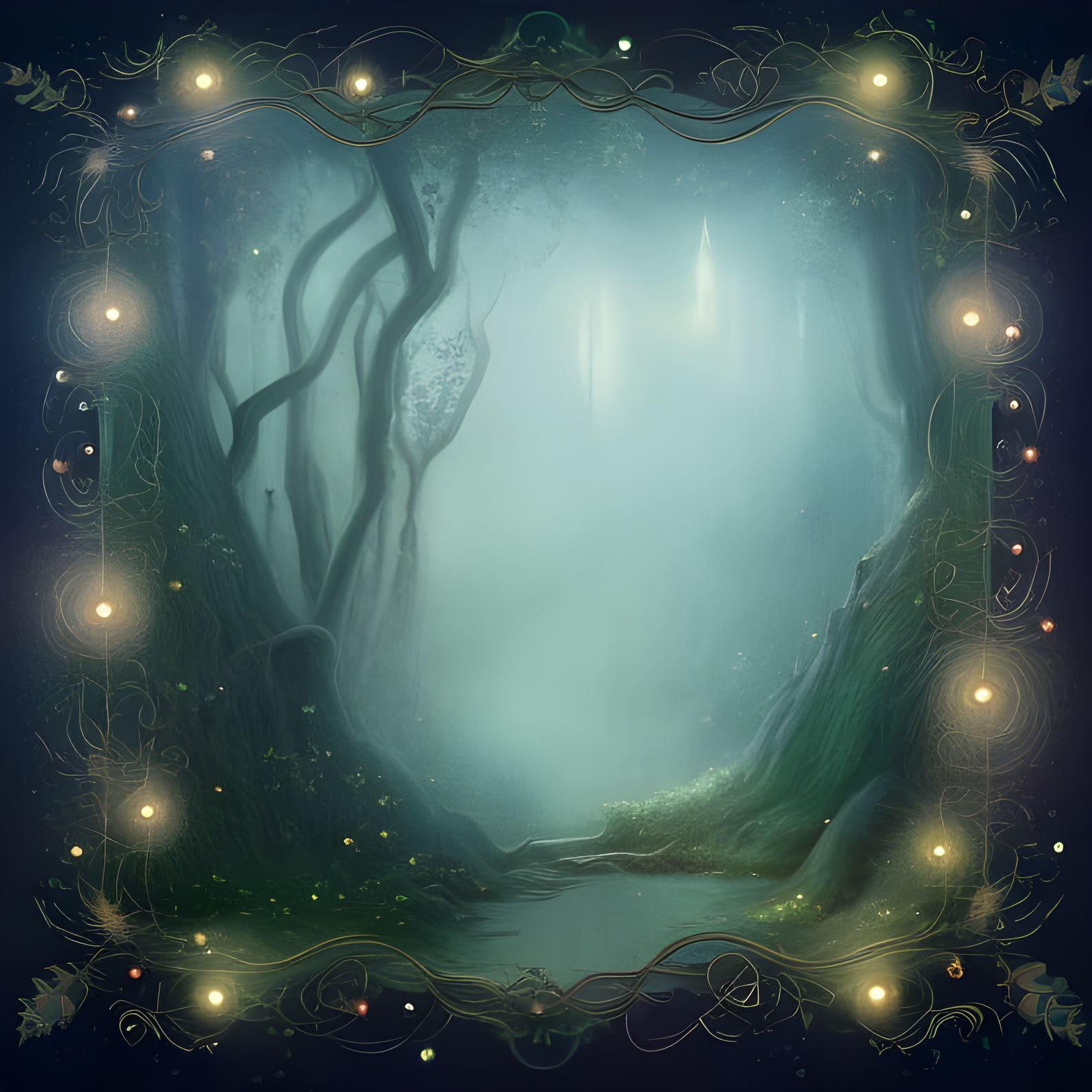 Magical Swamp Portal in Rococo Storybook Style