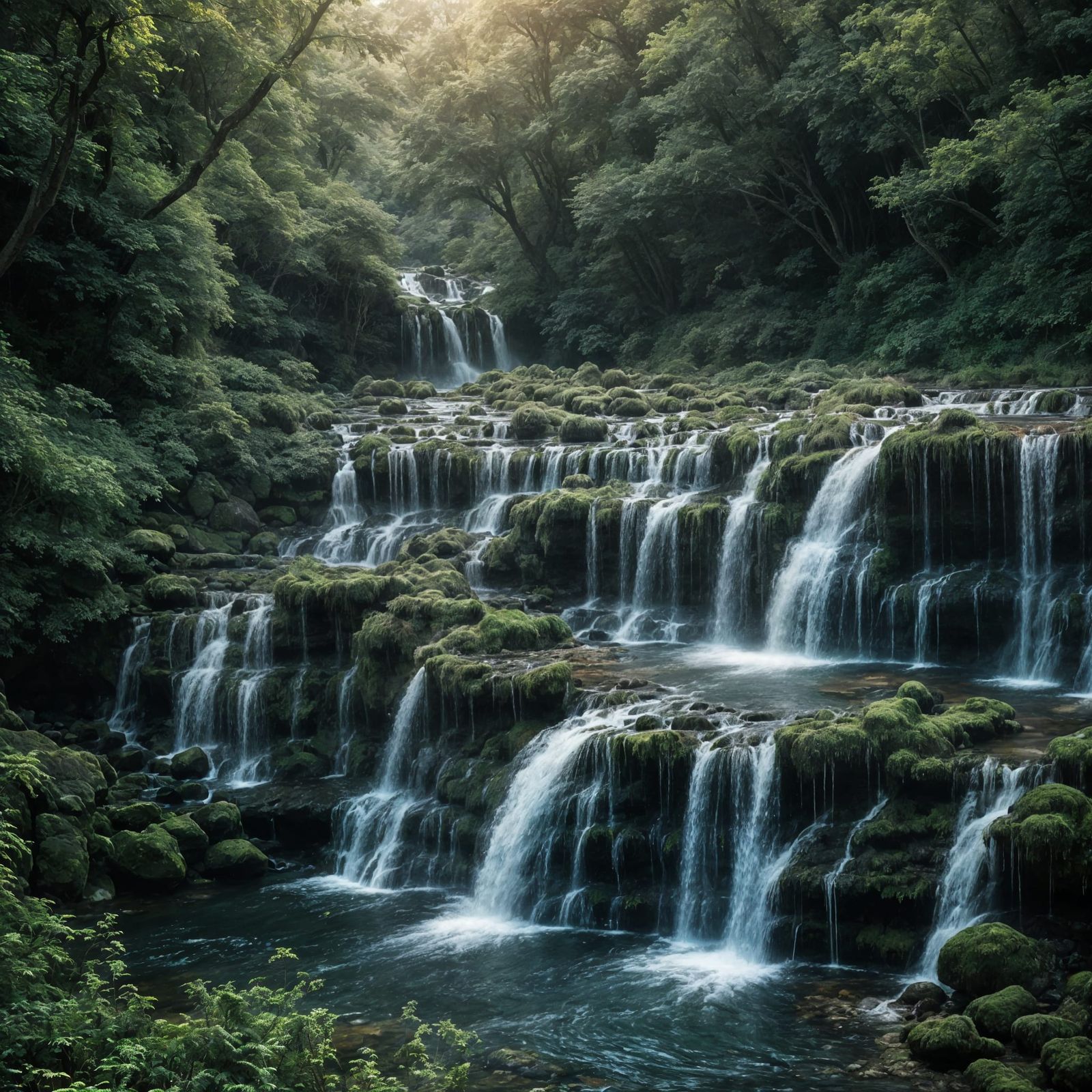 Serenade of Circles: Beautiful AI Waterfalls