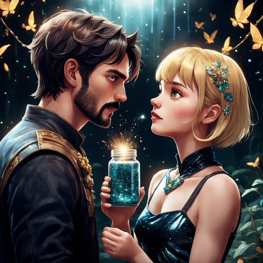 Whimsical White Maiden Dispenses Glitter Pixie Dust