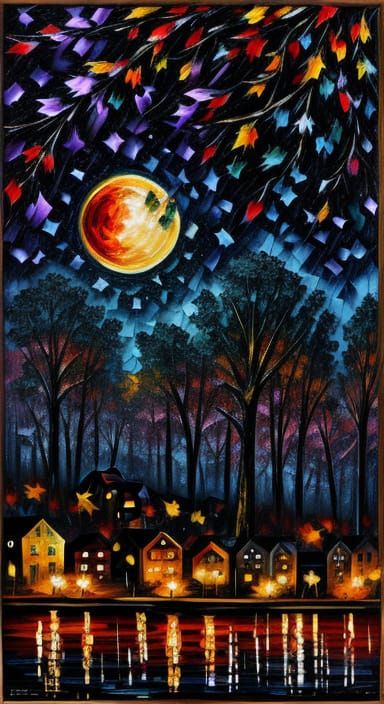 Colorful Scratchboard in Afremov Style