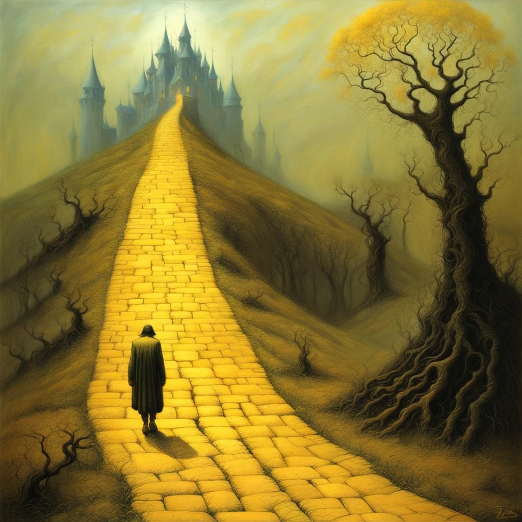 Dystopian Yellow Brick Road Inspired by Beksinski