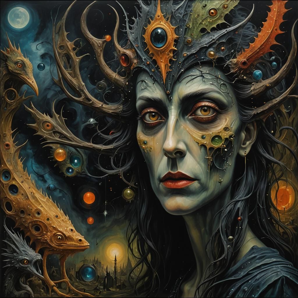 Magical Realism Painting with Dreamlike Creatures