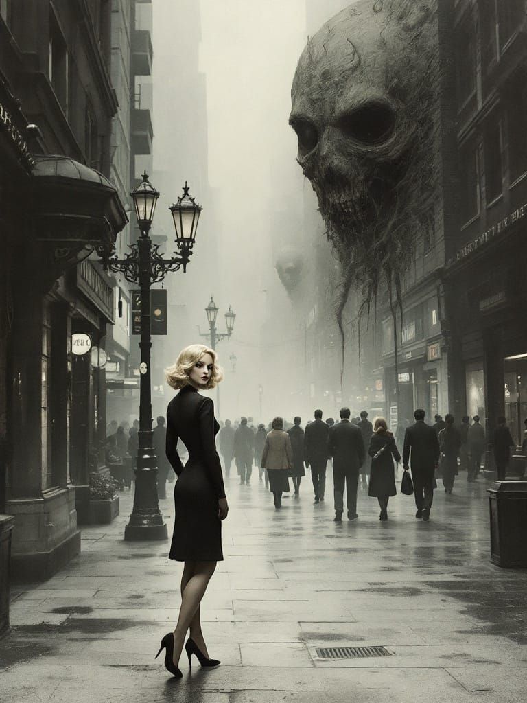 Surreal Pin-Up in Decaying Cityscape: Magritte & Beksinski S...