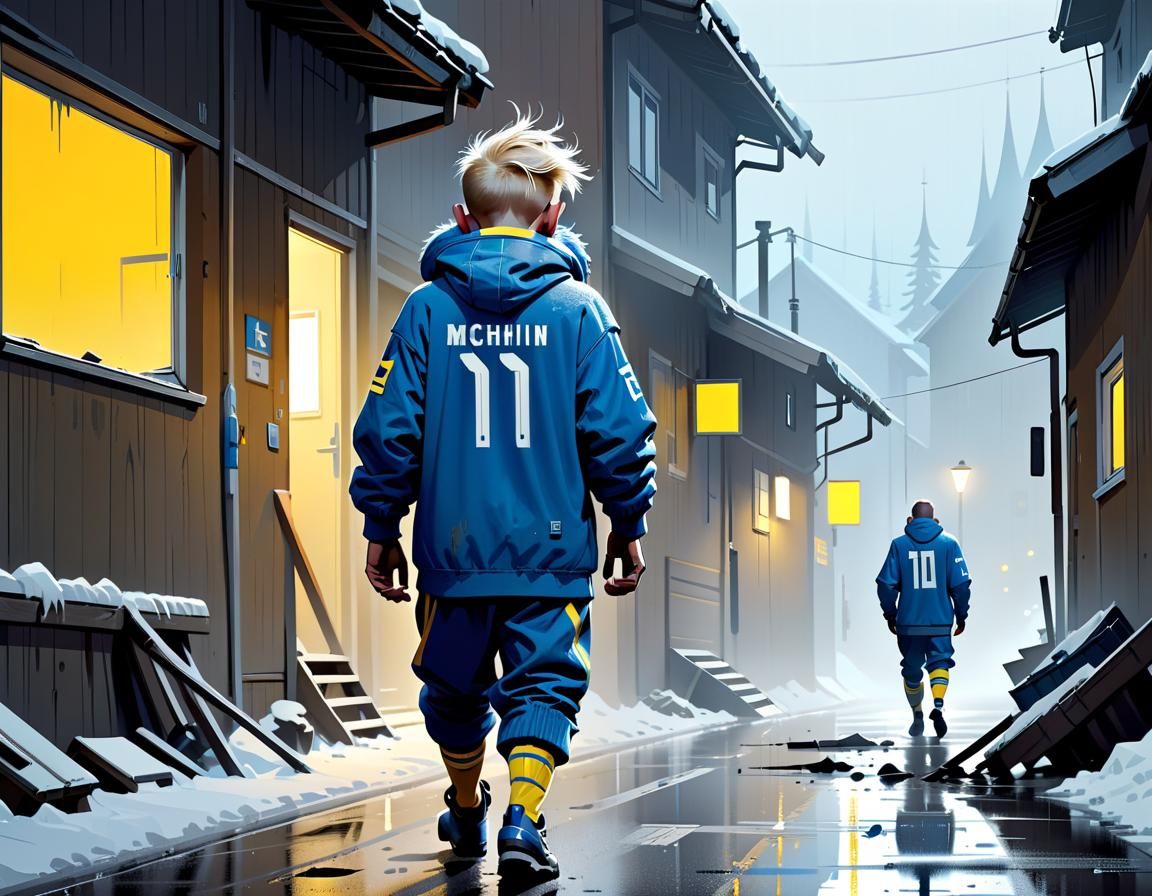 Sleepy Football Fan: Eerie Horror Illustration