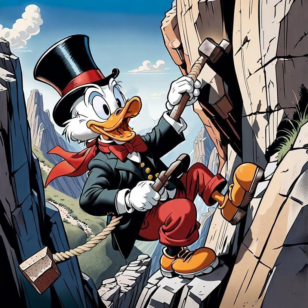 Scrooge McDuck Rock Climbing, Don Rosa Comic Style