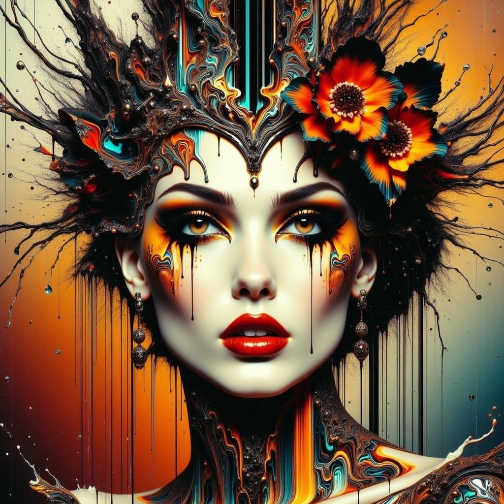 abstract portrait art deco Dan Mumford tim Burton Splash art <lora:Chemical Burn:1.0>