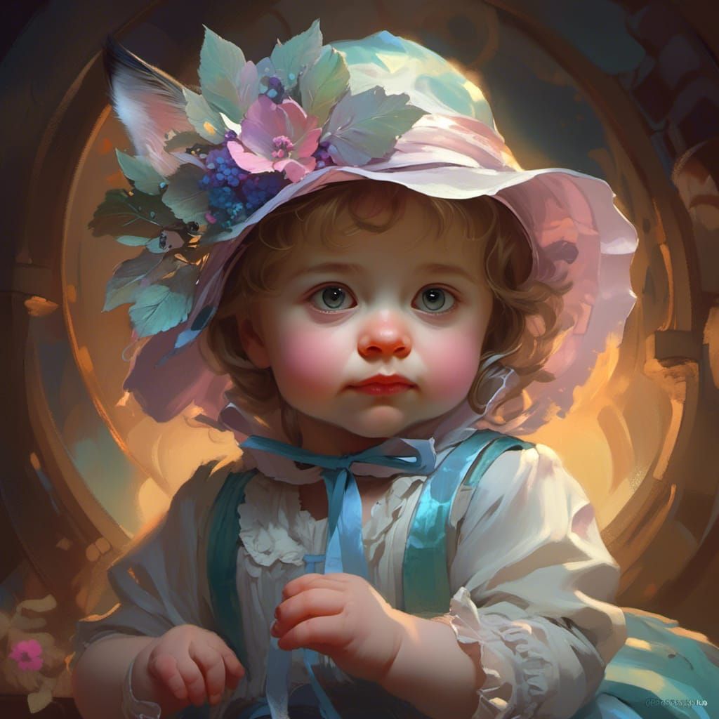 Magical Kitten in Bonnet: Hyperdetailed Iridescent Portrait