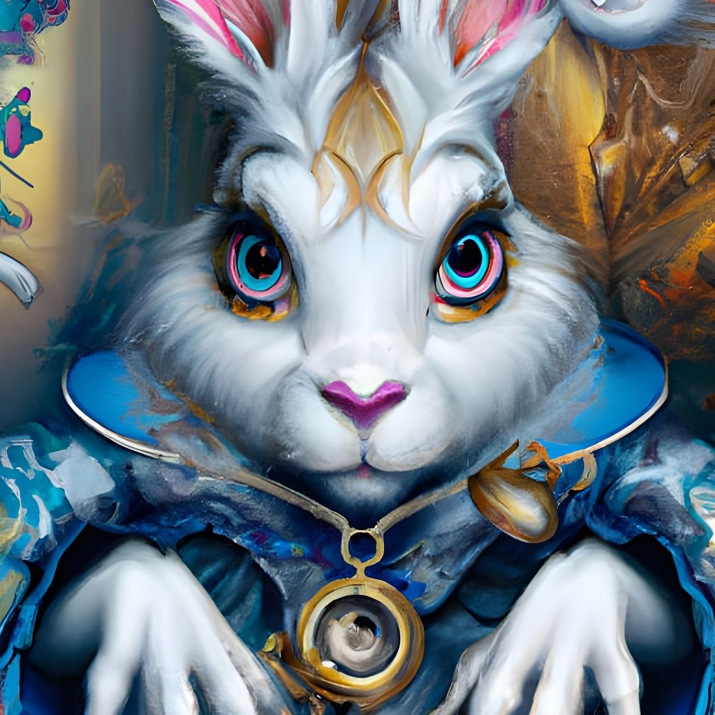 White Rabbit Portrait with Pocket Watch