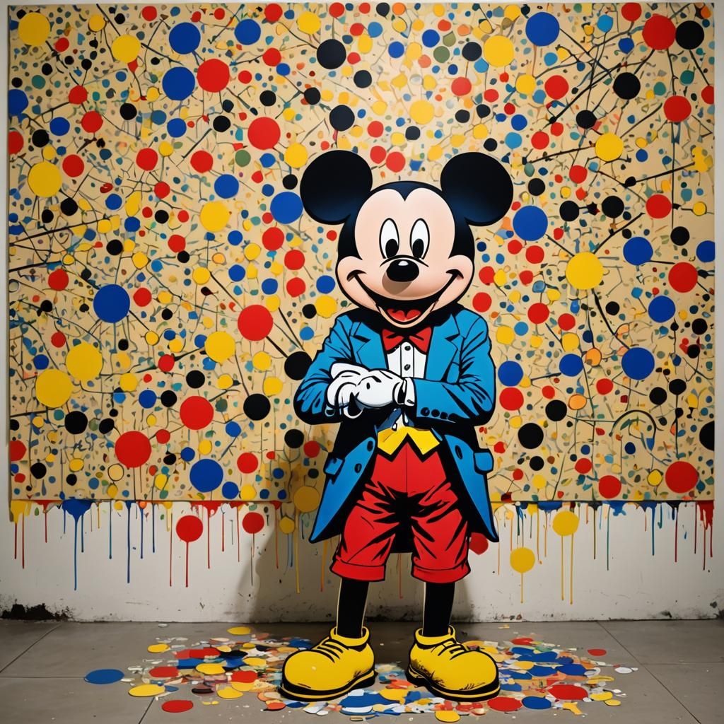Mickey Mouse and Artist in Pop Art Style