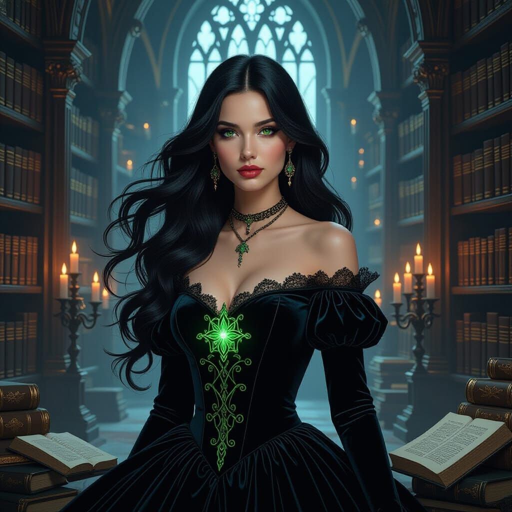 Gothic Library: Woman in Velvet Dress