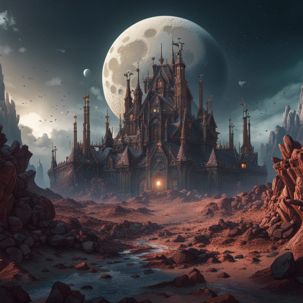 Corrupted Moon: Detailed Matte Painting in Deep Color