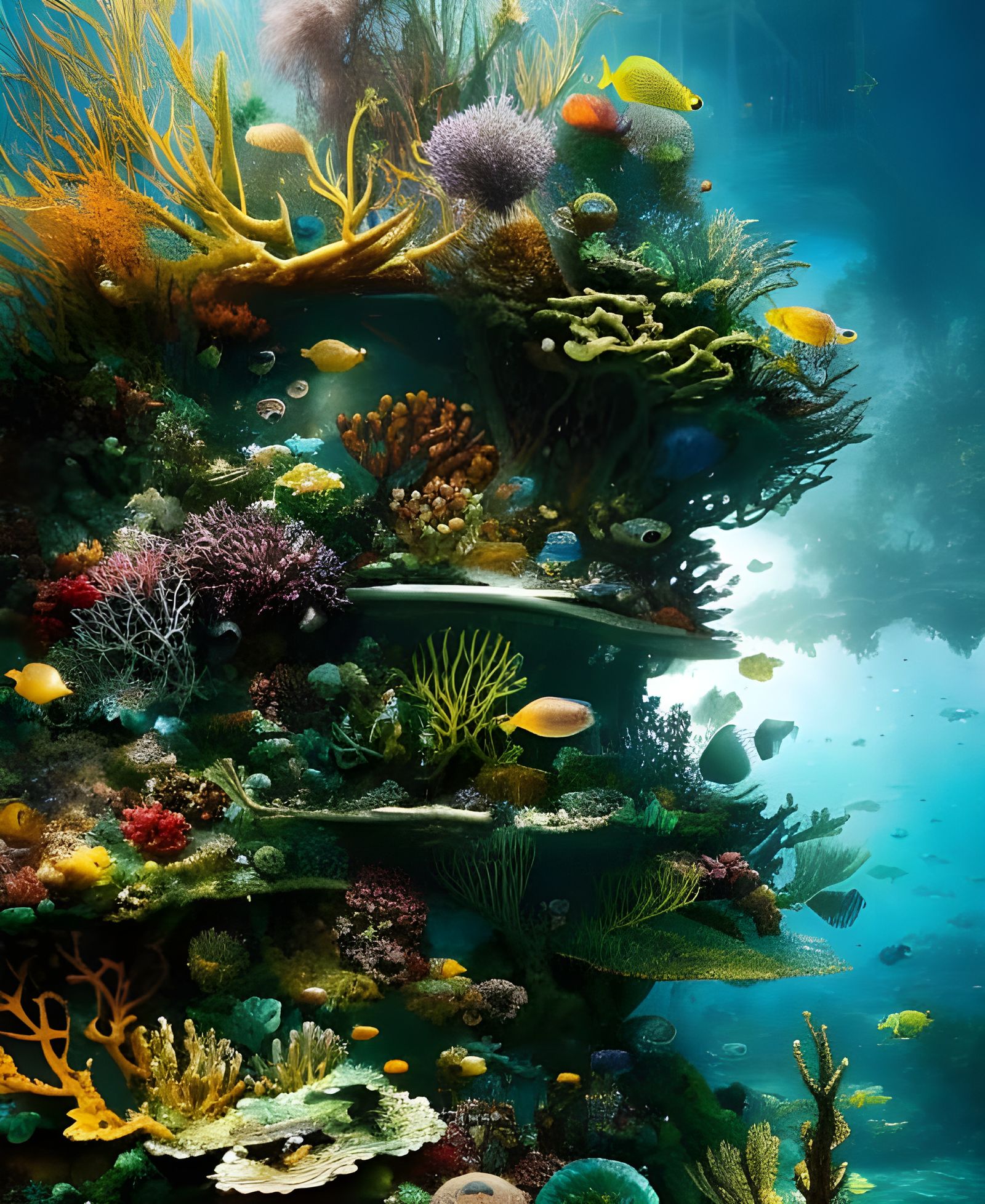 Underwater Car Park Cityscape with Coral Reef