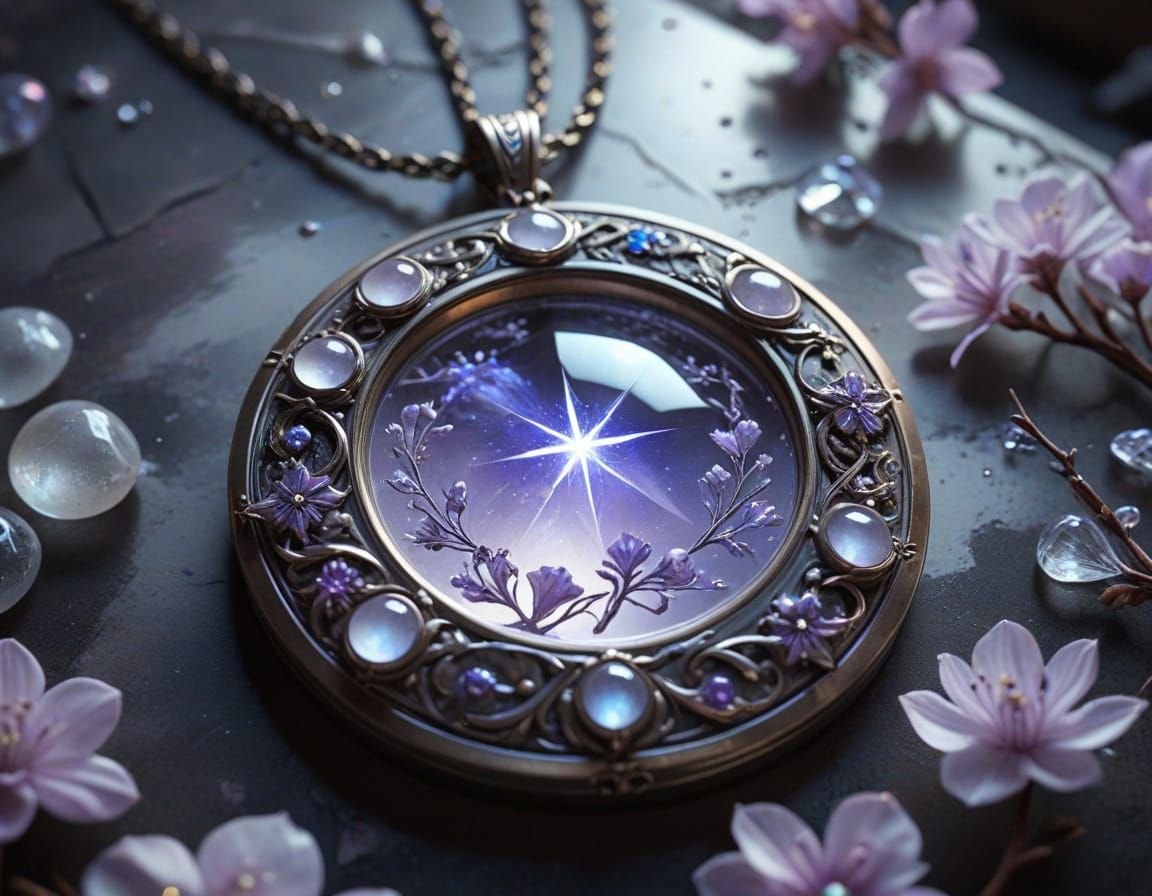 Floral Moonstone Pendant in Art Nouveau Style