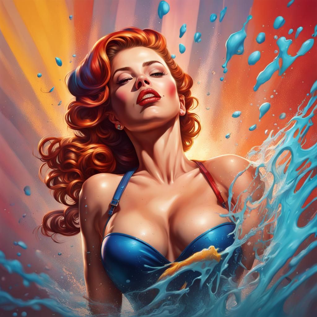 Hyperrealistic Pin-Up Splash Art Concept