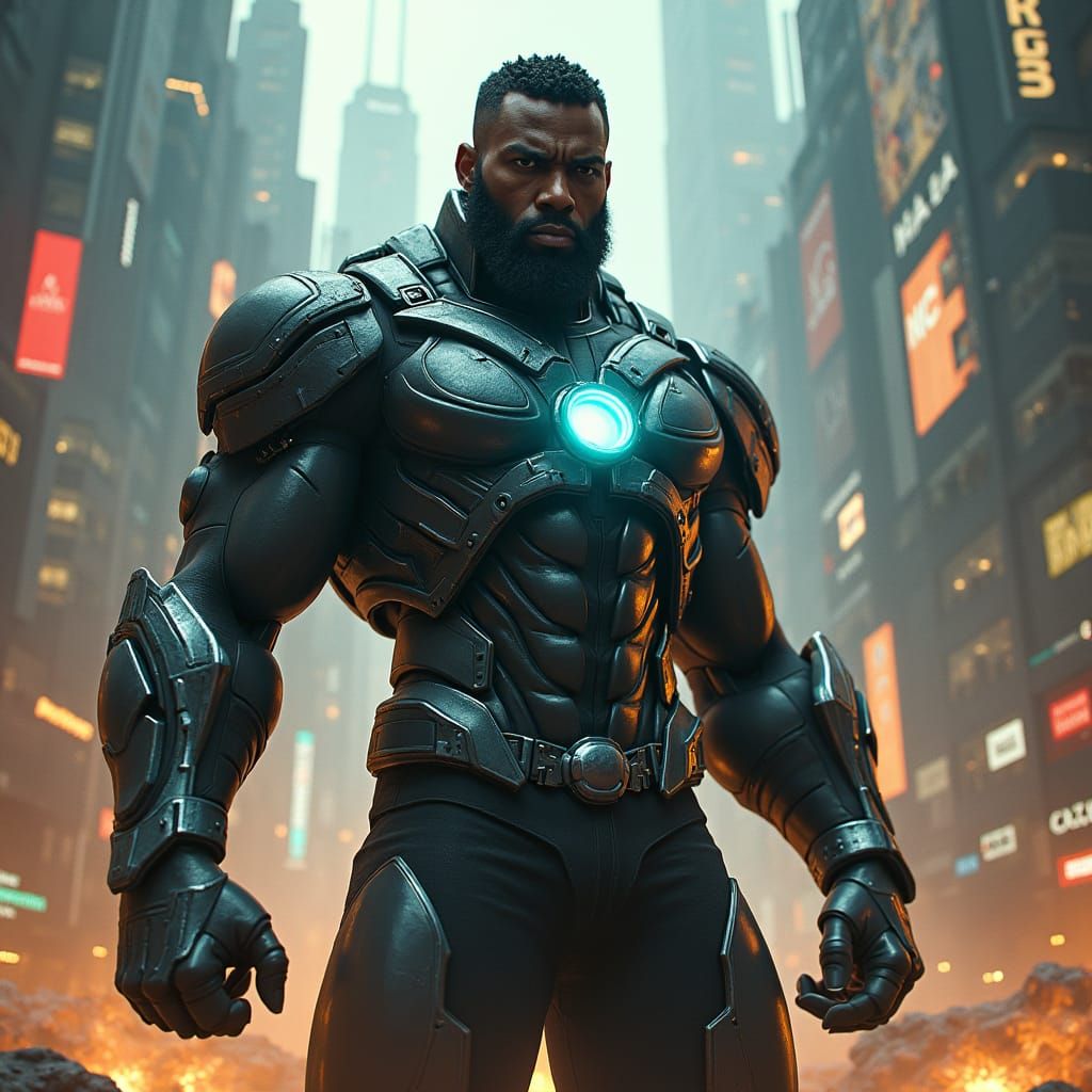 Epic Battle in Dystopian City as Fantasy Concept Art