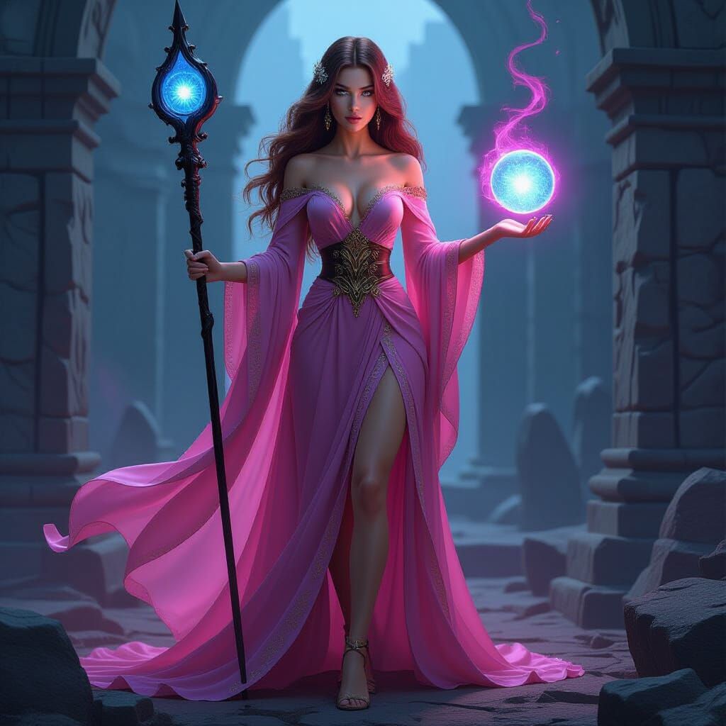 In the style of Boris Vallejo, this powerful fantasy paintin...