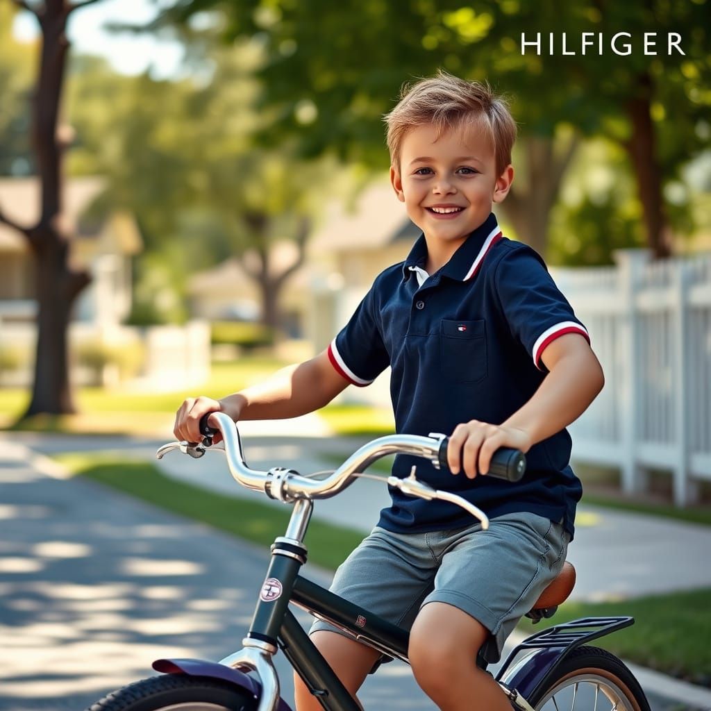 Classic American Cool Youth on Vintage Bike