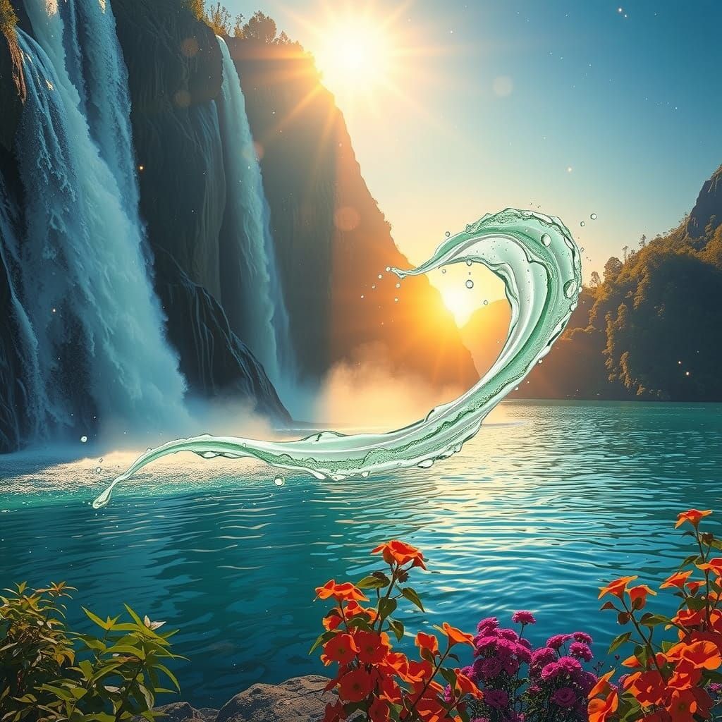 Majestic Waterfall Transforms into Elegant Dancer in Etherea...