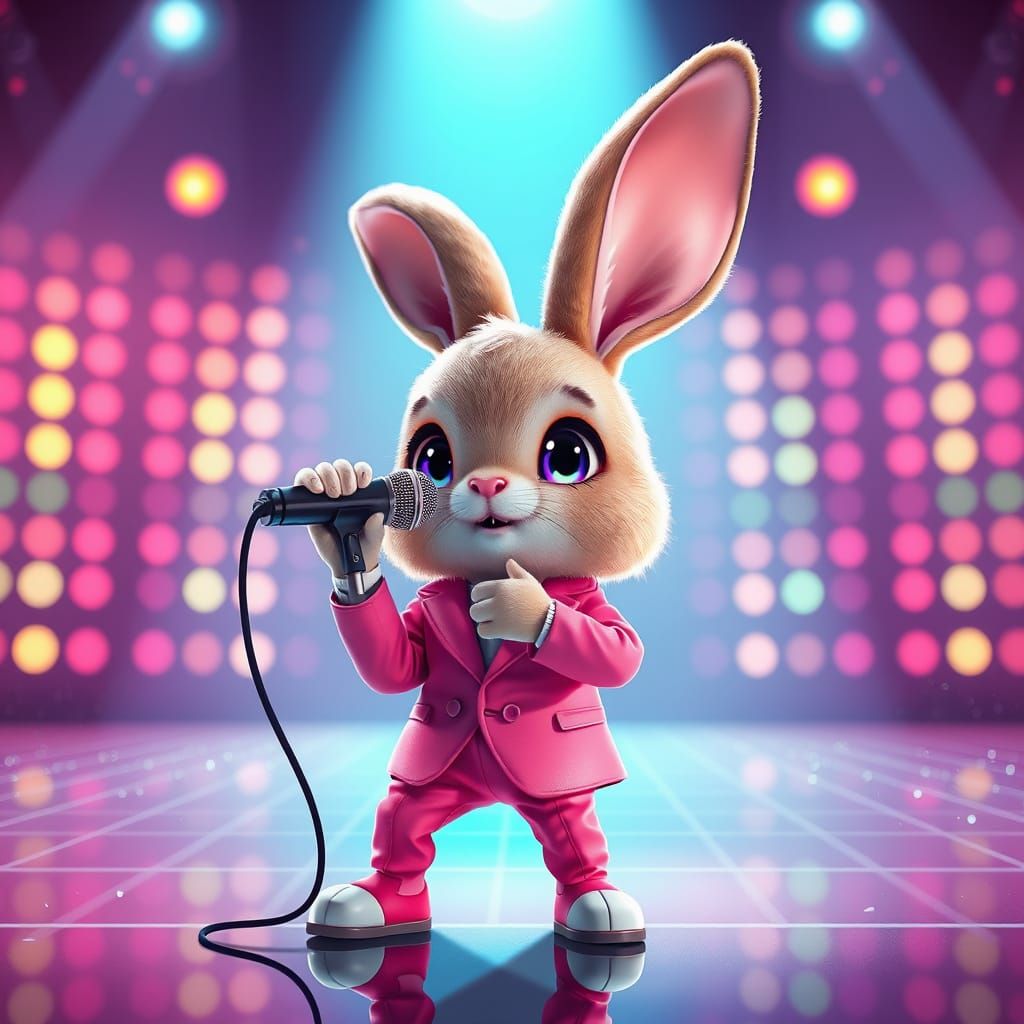 Bunny Singer on Stage in Stylized Realism