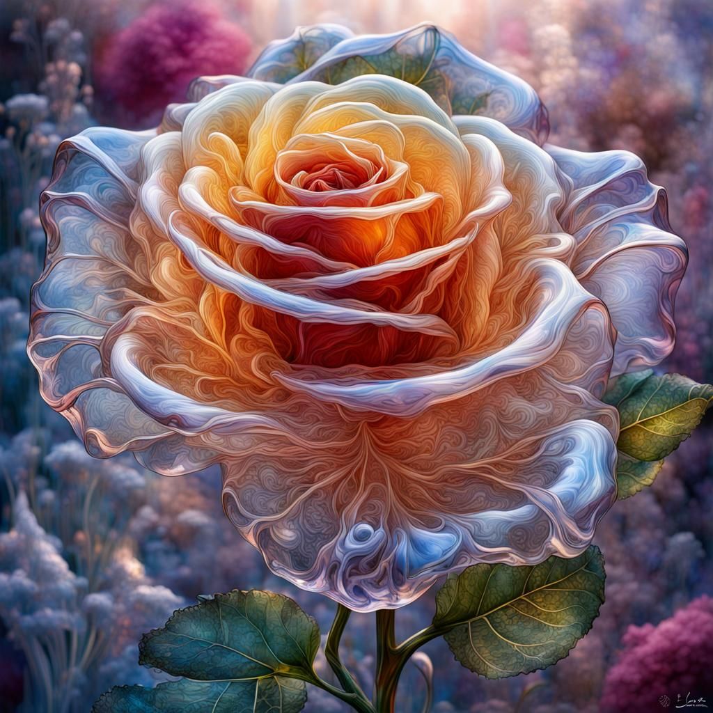 Majestic Transparent Glass Rose Dreamscape