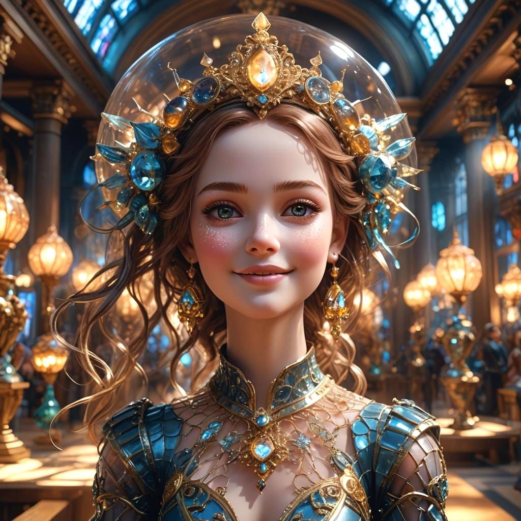 Beautiful Glass Doll Smile in Detailed Matte Painting
