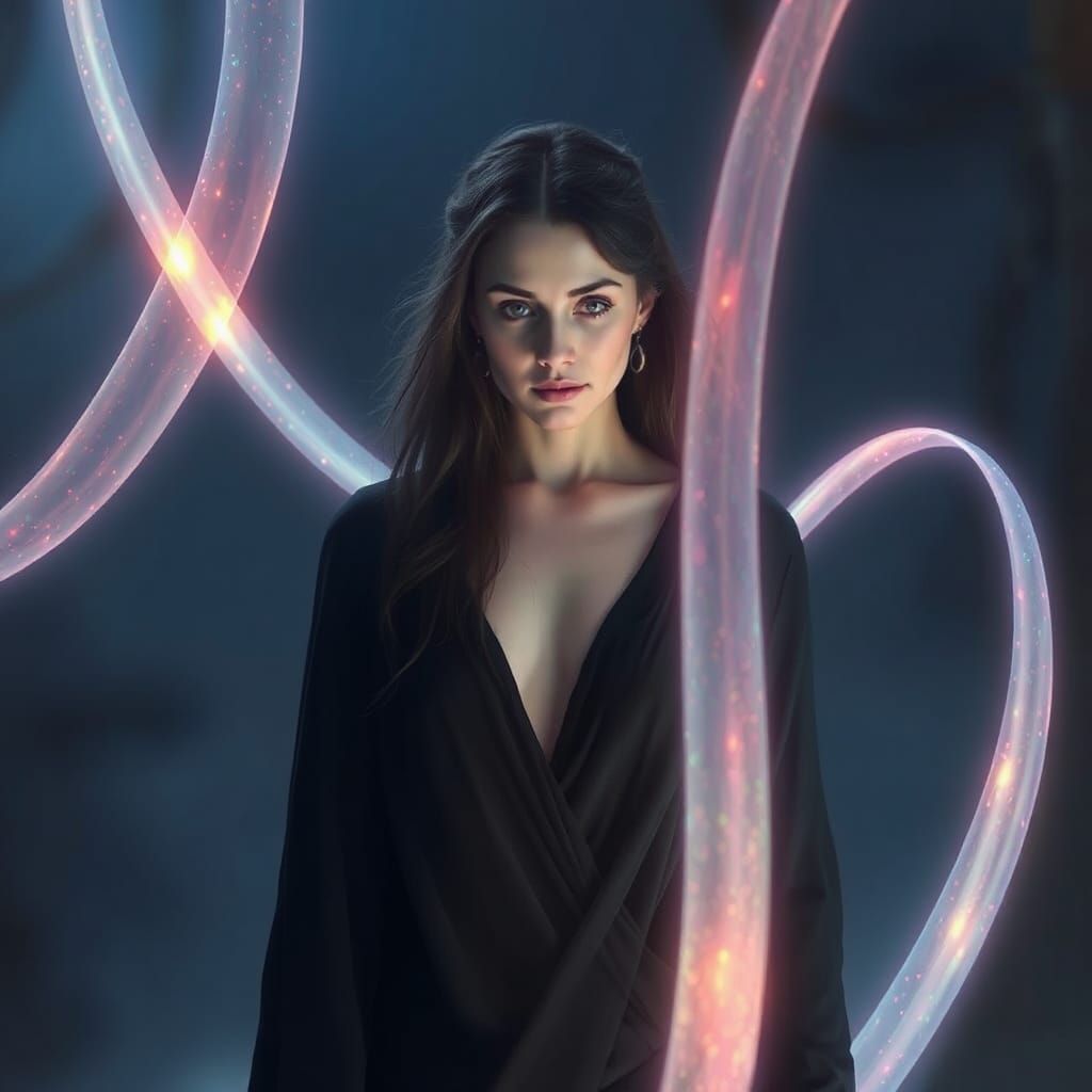 Ethereal Woman in Mystical Light: Digital Art