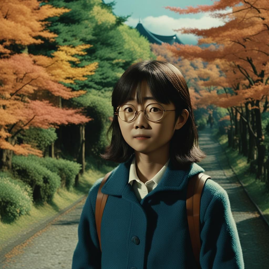 Cinematic Autumn Portrait with Warm Tones and Film Grain