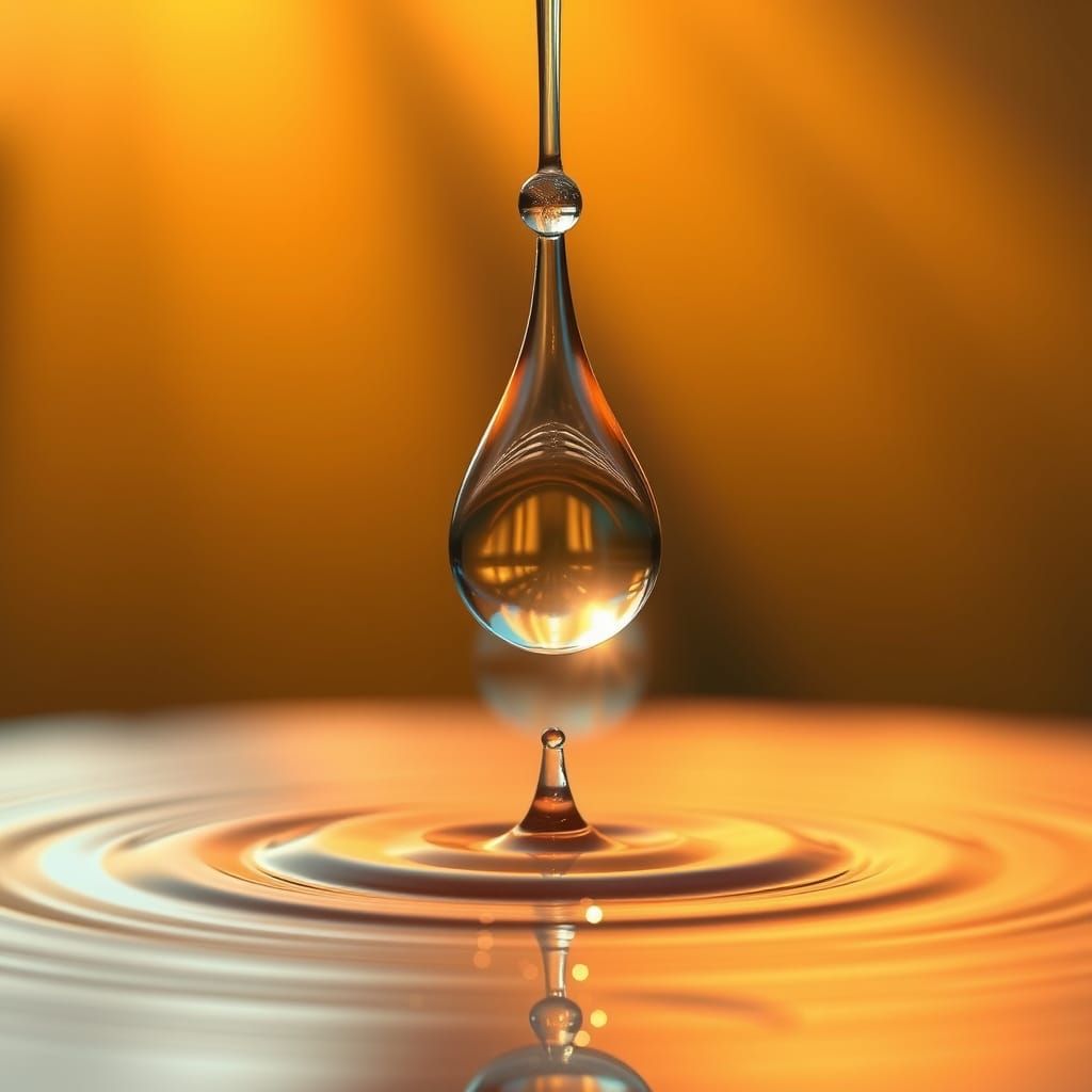 Golden Water Droplet Transforms into Vibrant Floral Form