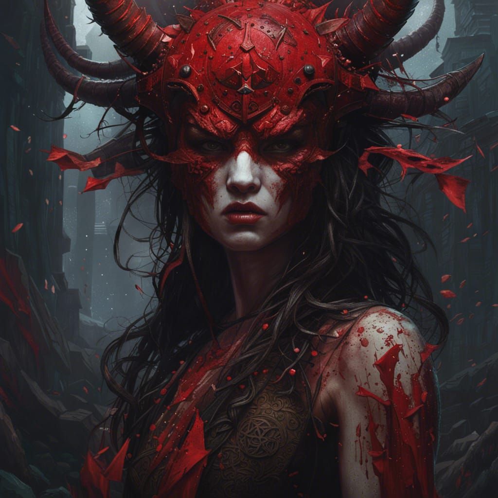 Detailed Portrait of a Powerful Underworld Demon